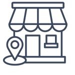 icone d'un commerce avec un pin lo localisation pour illustrer le soustien tà l'économie locale à travers ce stage de plongée en apnée aux Philippines